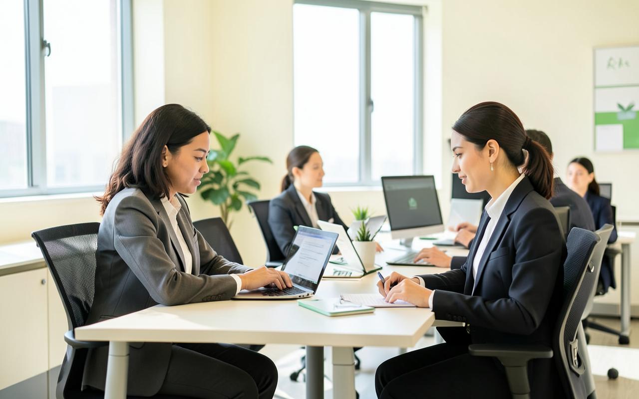 Employees reviewing a simulated phishing email